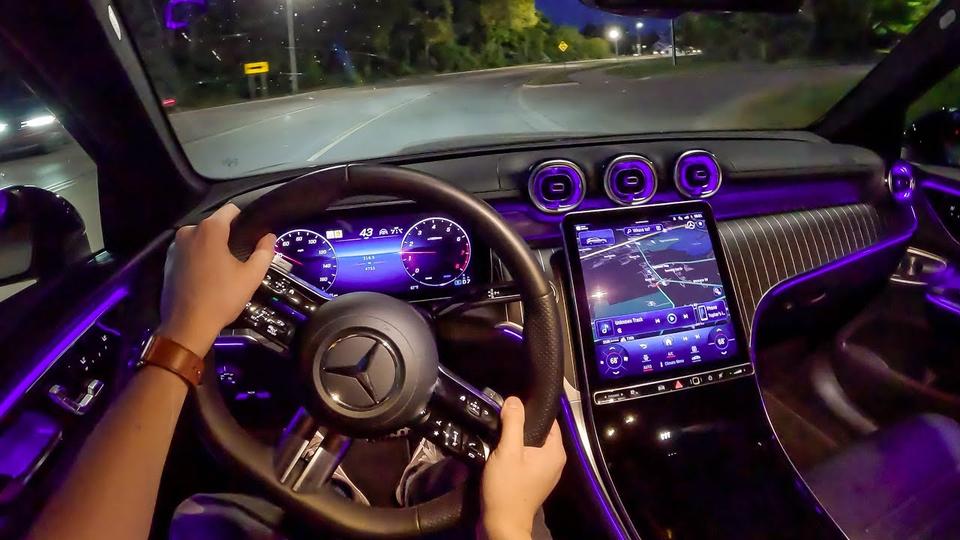 Nighttime Elegance: 2023 Mercedes-Benz GLC 300 4Matic - POV Night Drive with Binaural Audio
